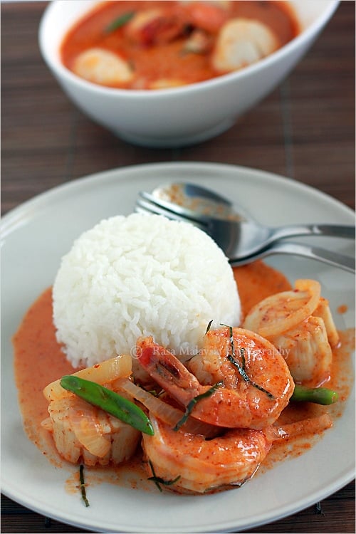 Easy Thai curry and Thai curry recipe. You can make delicious Thai curry with chicken, seafood, or a combination of both. | rasamalaysia.com