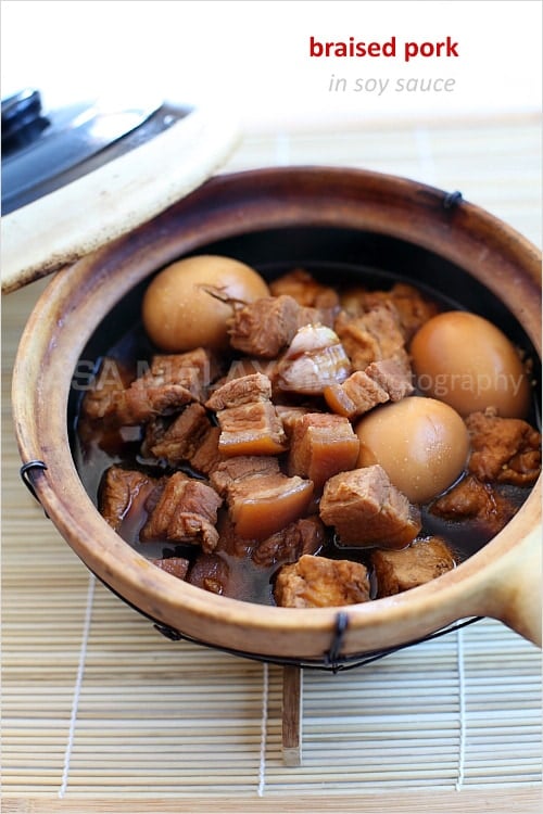 Braised Pork Belly in Soy Sauce (Tau Yew Bak) recipe - Pork belly is steeped in an intensely flavorful soy sauce. The taste is complex, sophisticated, addictive, and utterly delectable.