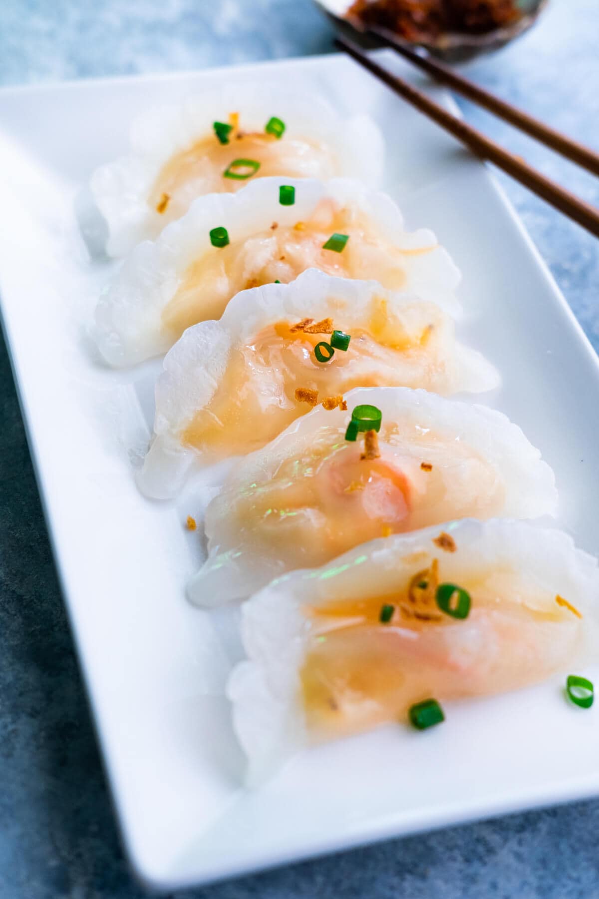 Steamed vegetable dumplings (chai kueh) served on a plate. 