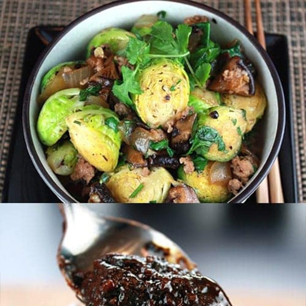 Stir-Fried Brussels Sprouts and Pork in Black Bean Sauce