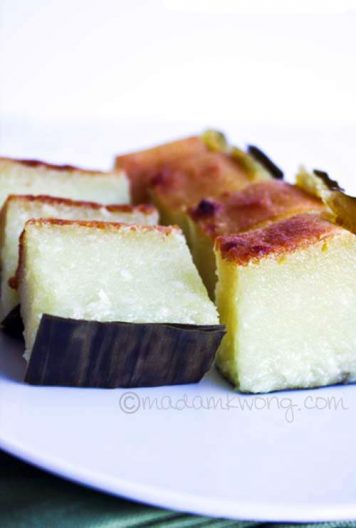 Kuih Bengka - Tapioca or Cassava Cake - Rasa Malaysia