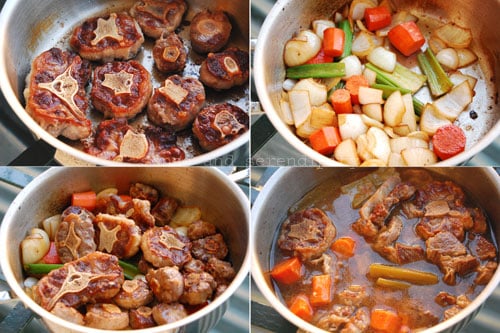 Hearty Filipino oxtail stew in this kare kare recipe, made in a bowl.