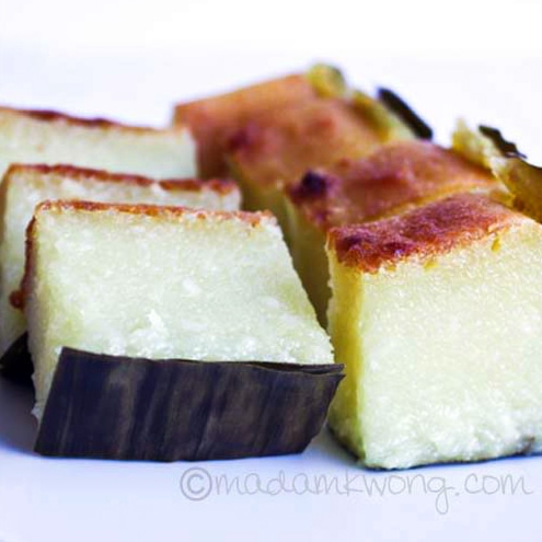 Kuih Bengka - Tapioca or Cassava Cake - Rasa Malaysia