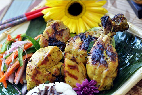 Grilled coconut chicken or ayam panggang Sulawesi is a fabulous chicken recipe from Indonesia. The chicken is boiled in coconut milk and then grilled. | rasamalaysia.com