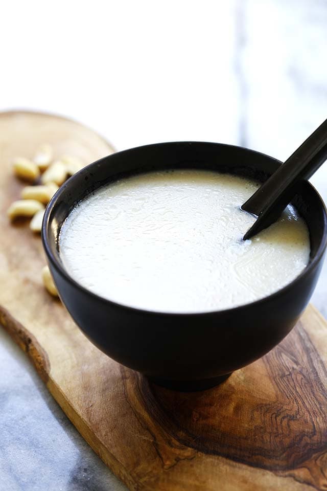 Sweet peanut soup in a bowl.