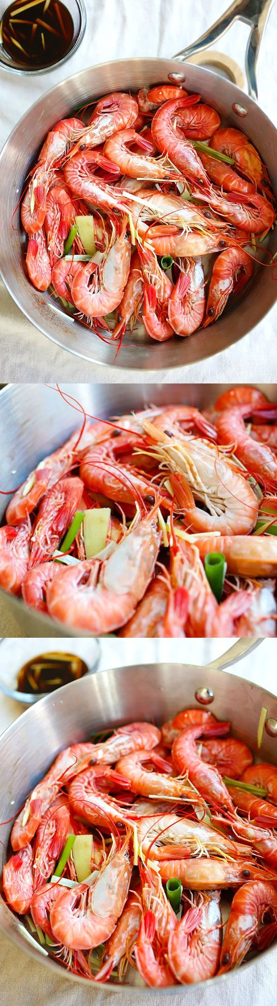White boiled shrimp – a classic Hong Kong recipe where shrimp are boiled and served with a soy ginger sauce | rasamalaysia.com