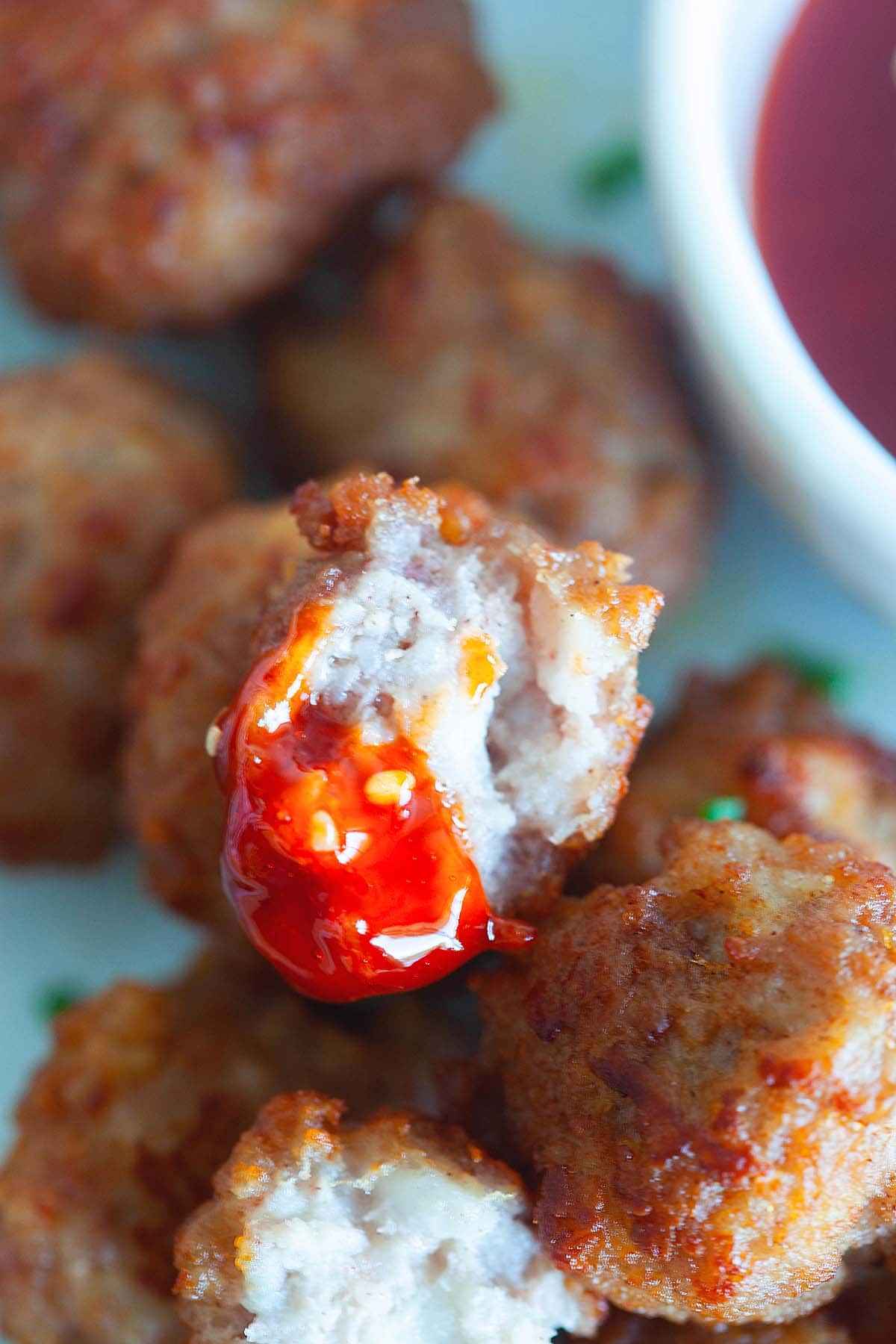 Fried meatballs, ready to serve.