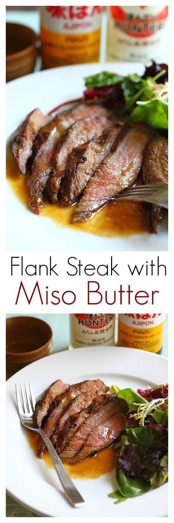 Grilling flank steak with marinade of ponzu, miso and butter. This flank steak recipe is easy and yields tender, juicy and flavorful steak | rasamalaysia.com