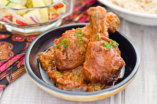 Ayam Masak Merah Recipe - This dish has unique flavours, although it shares some basic similar spices to Chicken Curry. It is distinctively different, be it in the texture of the chicken or the tantalizing flavours in the sauce. | rasamalaysia.com