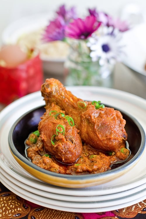 Ayam Masak Merah Recipe - This dish has unique flavours, although it shares some basic similar spices to Chicken Curry. It is distinctively different, be it in the texture of the chicken or the tantalizing flavours in the sauce. | rasamalaysia.com