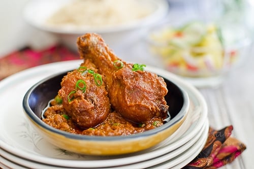 Ayam Masak Merah Recipe - This dish has unique flavours, although it shares some basic similar spices to Chicken Curry. It is distinctively different, be it in the texture of the chicken or the tantalizing flavours in the sauce. | rasamalaysia.com