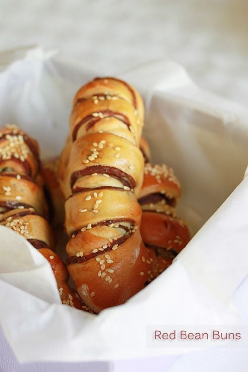 Red Bean Buns are sweet buns wrapped with red bean paste. This red bean bun recipe is popular among the Chinese in Asian countries and Japanese. | rasamalaysia.com