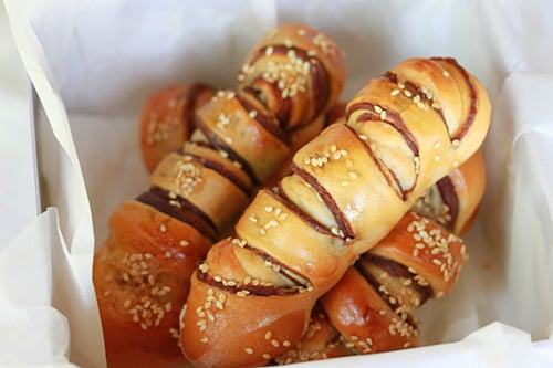 Easy red bean bread rolls filled with red bean paste.