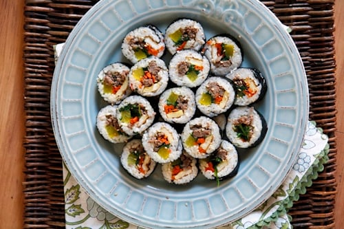 Ground Beef Gimbap (김밥) - AKA Korean Sushi - Buttered Side Up