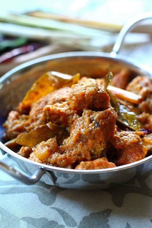 Malaysian rendang lamb coated with homemade rendang paste. 