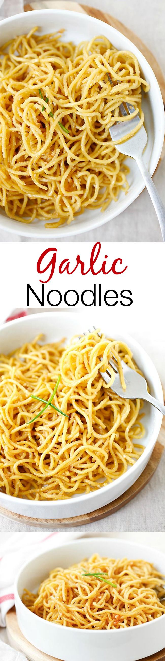 Garlic Noodles - the easiest and best noodles with garlic, butter, Parmesan cheese and Asian sauces. So good and so easy to make!