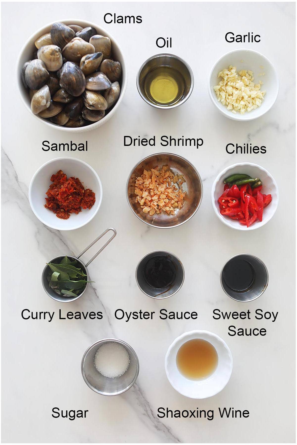 Ingredients for kam heong lala. 