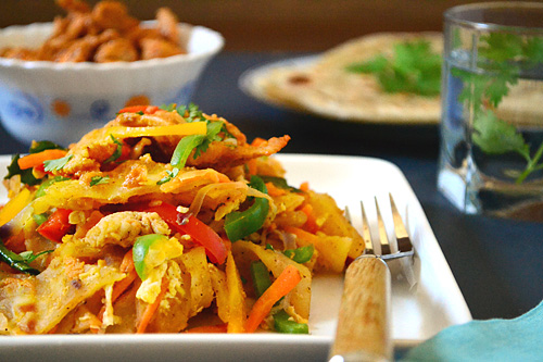 Sri Lankan vegetable kottu roti, ready to serve.