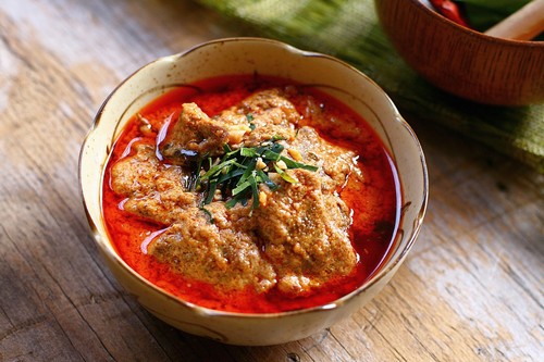 Creamy Thai red curry panang with beef.