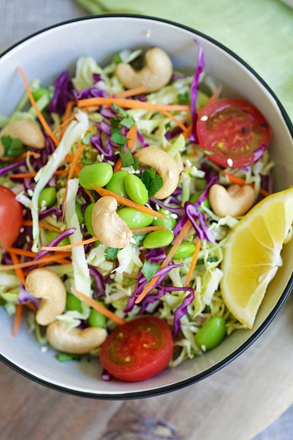 Healthy Asian slaw salad in a bowl.