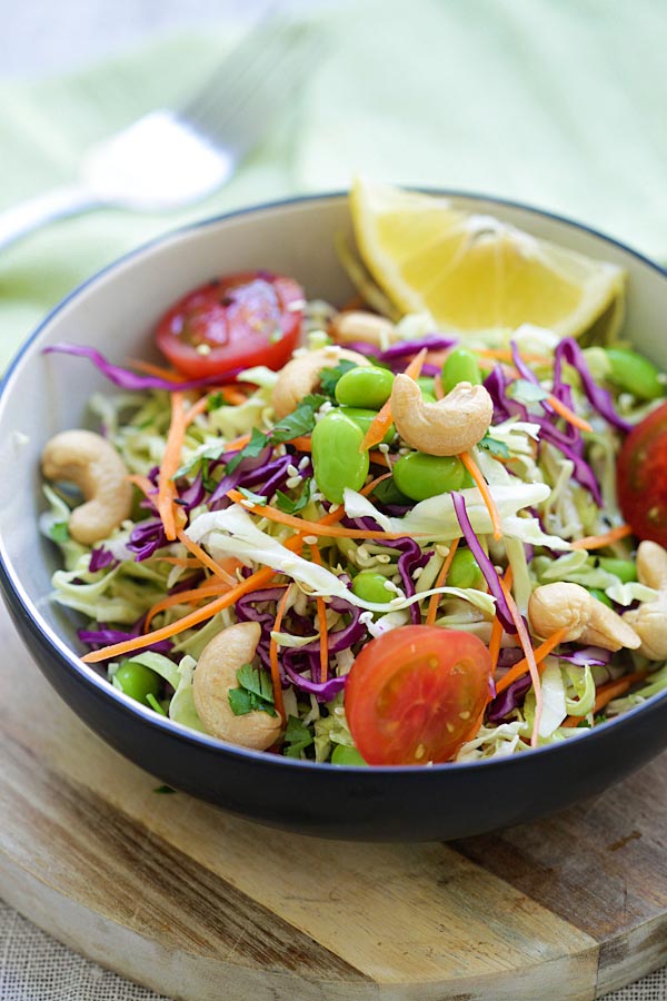 Delicious Asian slaw with soy sesame dressing.