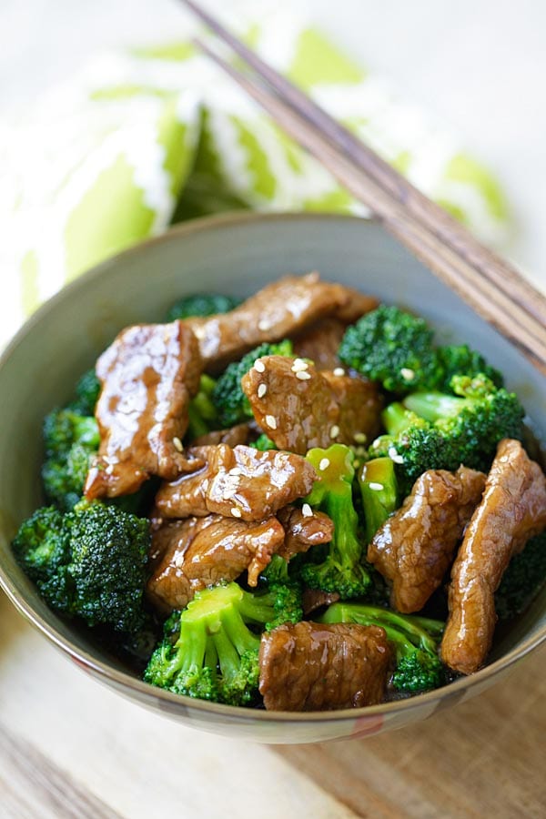 Broccoli beef stir fry Chinese-style.