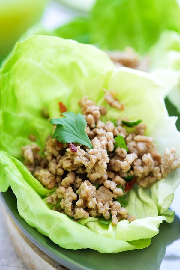 Easy and delicious Thai pork larb Lettuce Wrap.