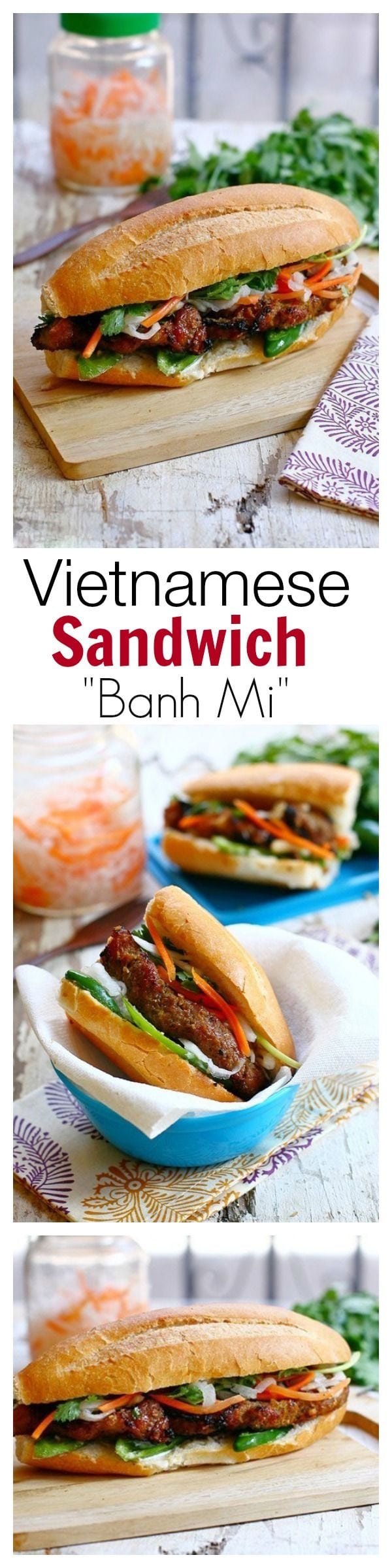 Banh Mi is Vietnamese baguette with grilled meat. Easy banh mi recipe with grilled lemongrass pork and baguette to make the perfect banh mi at home. | rasamalaysia.com