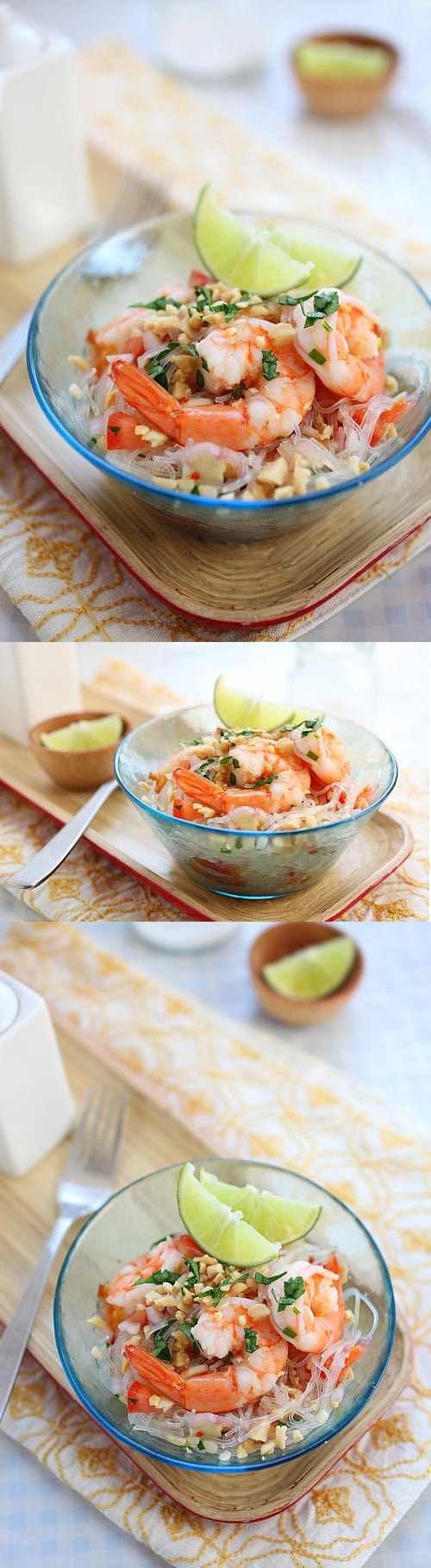 Thai Noodle Salad Yum Woon Sen - easy recipe of healthy Thai noodle salad with shrimp in a delicious lime and sweet chili dressing | rasamalaysia.com