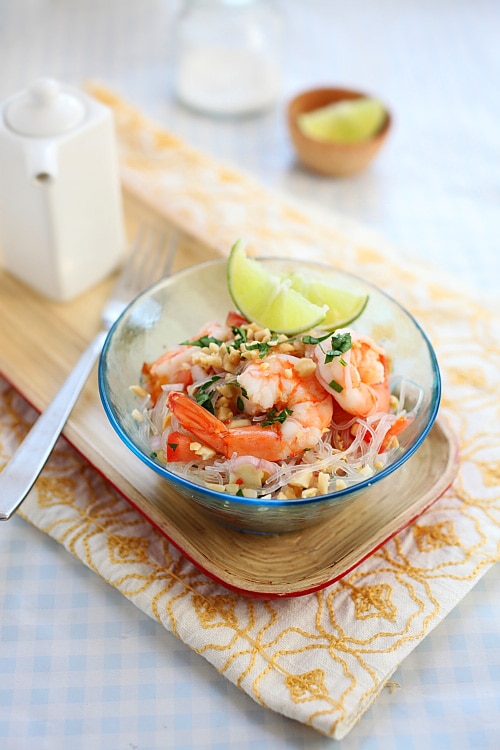 Easy and delicious Thai noodle salad served in a bowl.