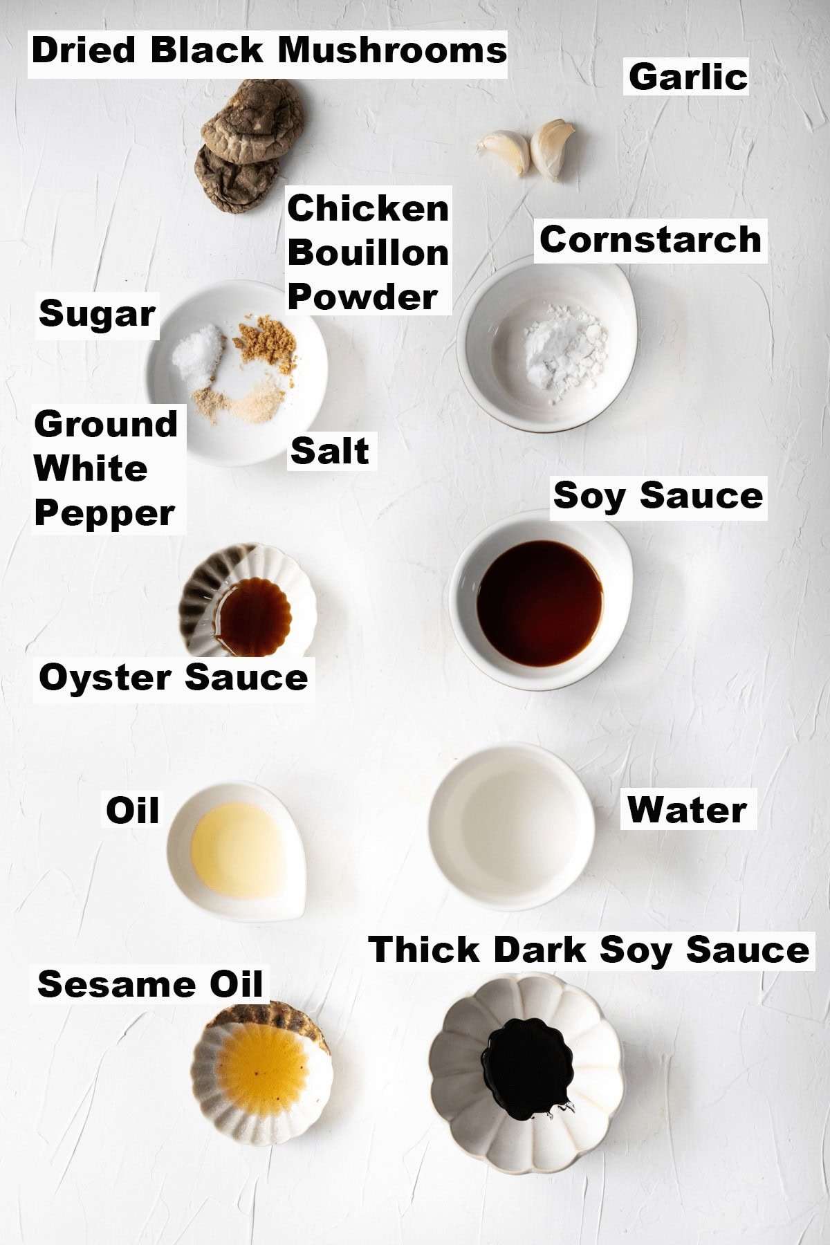 Ingredients for mushroom sauce. 