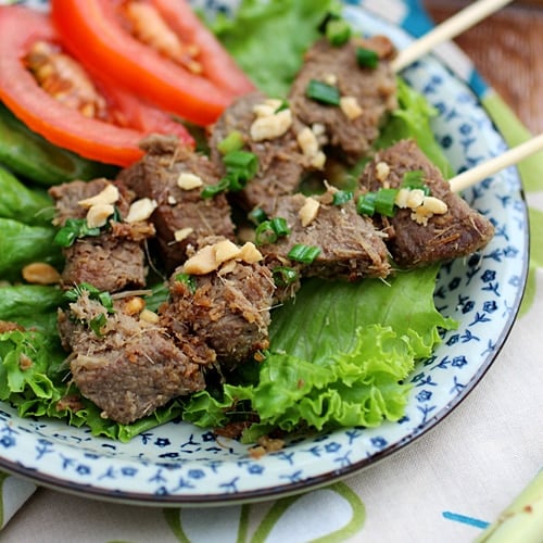 Skewered Beef and Scallions