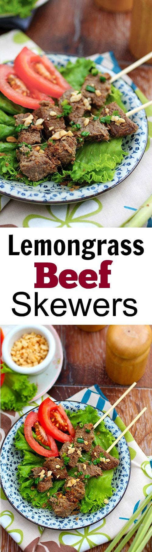 Lemongrass Beef Skewers – amazing and juicy beef skewers grilled to perfection. A must-have for summer! | rasamalaysia.com