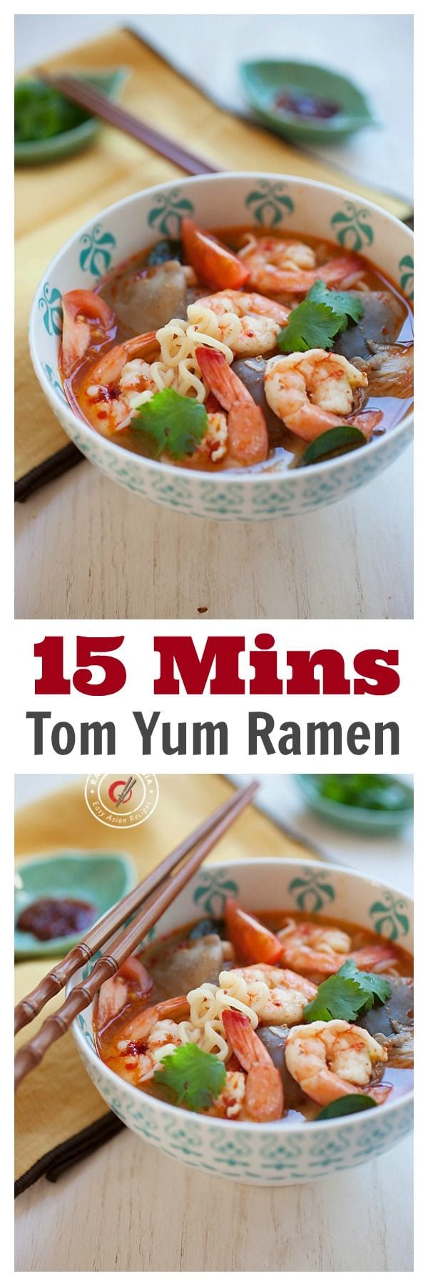 15-Minute Tom Yum Noodle Soup - not packaged ramen, but made from scratch, super EASY Thai Tom Yum Ramen. So GOOD | rasamalaysia.com