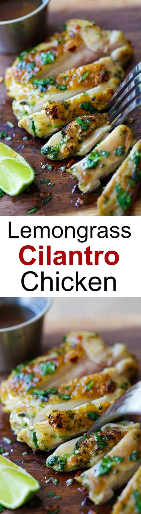 Lemongrass Cilantro Chicken - crazy delicious grilled chicken marinated with lemongrass, cilantro and serve with a sweet and savory honey dipping sauce | rasamalaysia.com