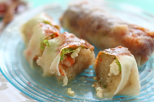 Easy Malaysian jicama po piah fresh spring roll, ready to serve.