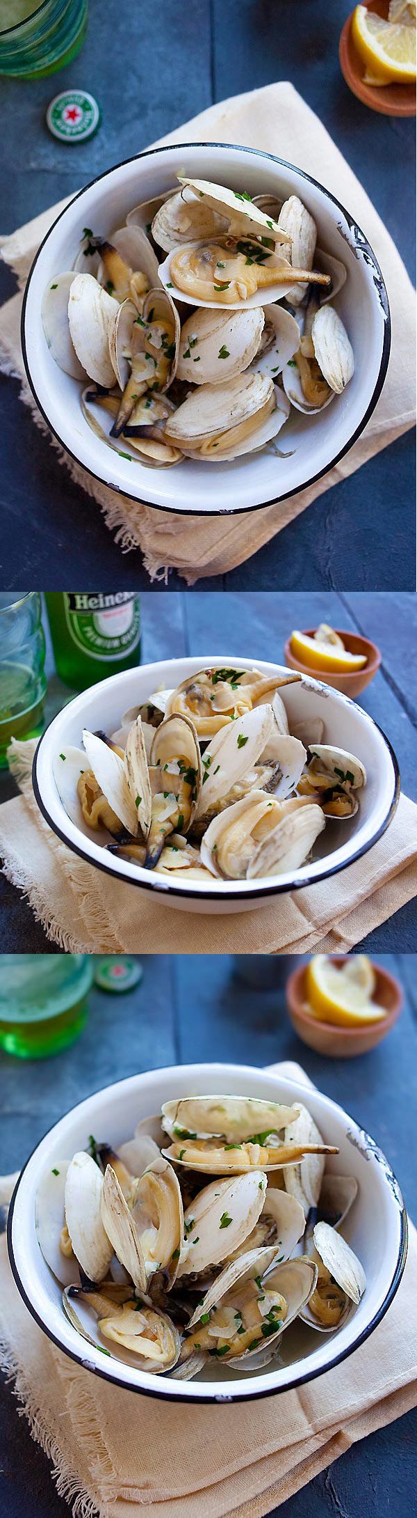 Garlic Butter Steamers – New England steamers (soft shell clams) with garlic herb butter. A 15-min recipe that is easy and delicious | rasamalaysia.com