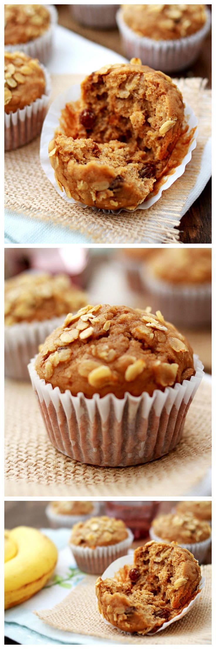 Banana Oatmeal Raisin Muffins. Healthy, light, and wholesome breakfast muffins. It packs all the nutrients you need for the day | rasamalaysia.com
