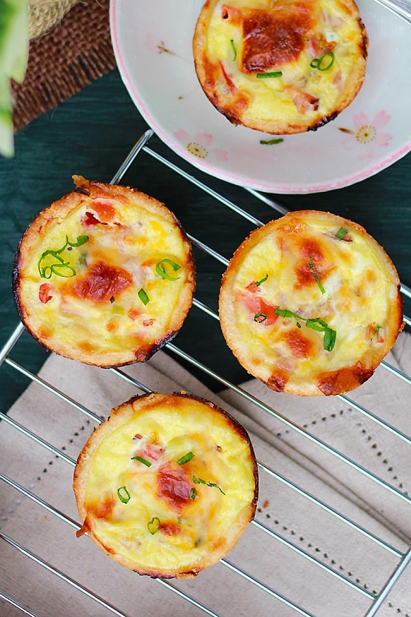 Easy homemade mini egg quiche appetizers.