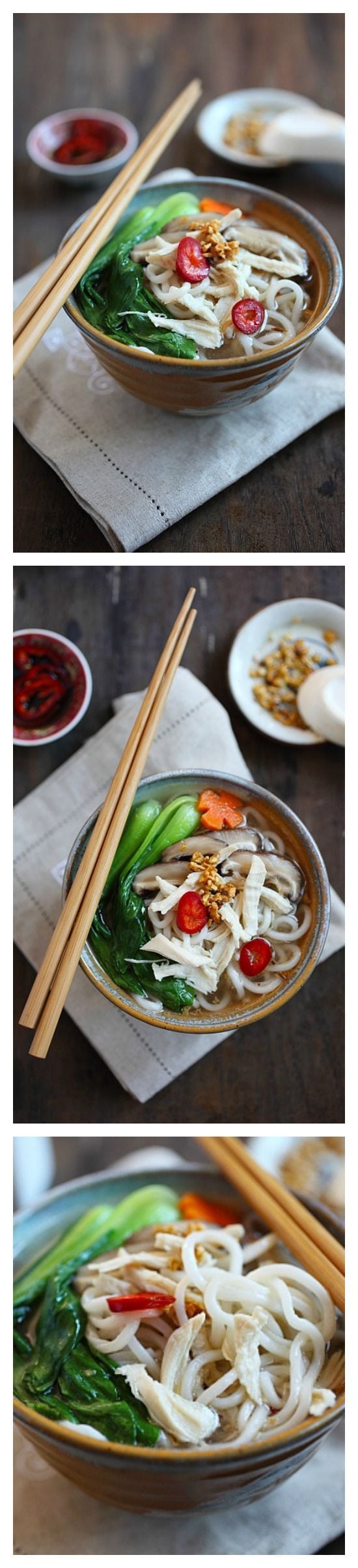 Chinese Chicken Noodle Soup - easy noodle soup with chicken broth, noodles and bok choy. This recipe is so easy and comforting, perfect as a quick and hearty lunch | rasamalaysia.com