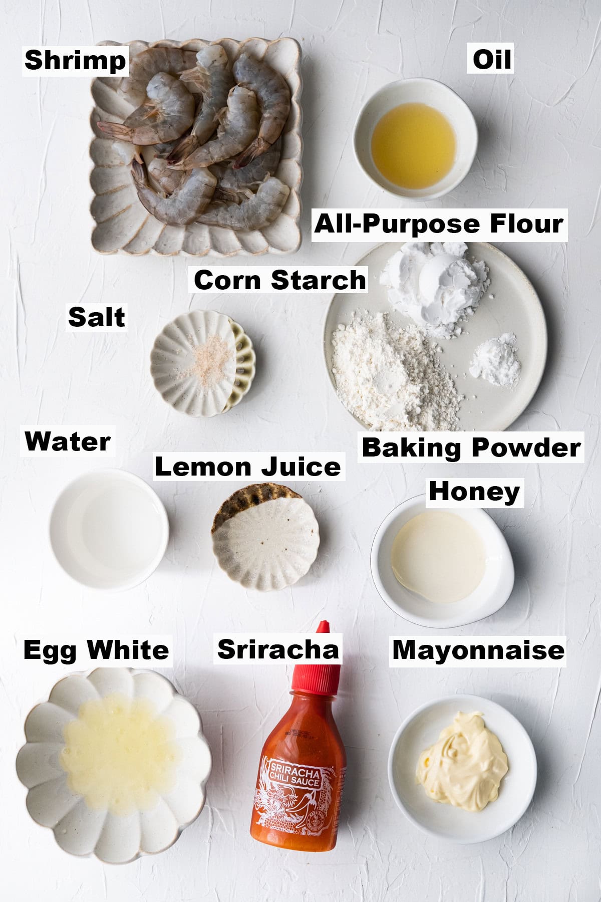 Ingredients used for dynamite shrimp.