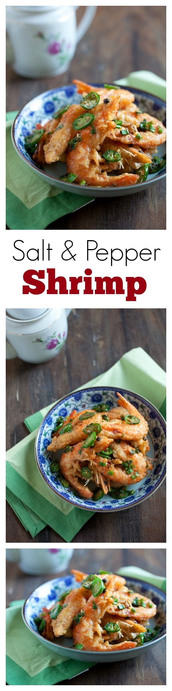 Salt & Pepper Shrimp - Chinese restaurant-style salt & pepper shrimp recipe. SO easy, yummy & budget friendly!! | rasamalaysia.com