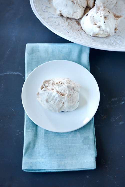 Easy chocolate chip French meringue cookies.