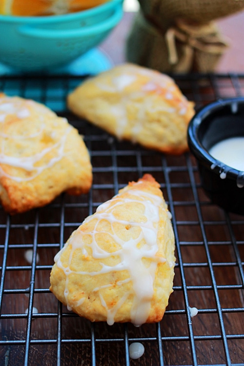Easy and delicious glazed lemon-ginger scones.