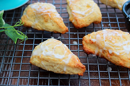 Easy homemade lemon ginger scones ready to serve.