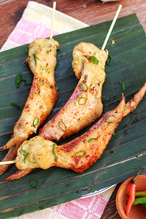 Asian style grilled BBQ golden chicken wings.