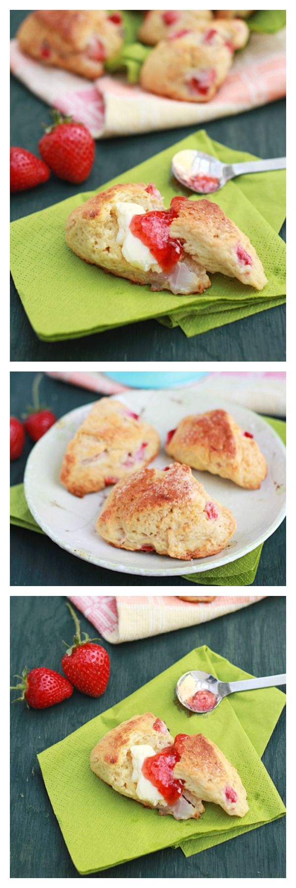 Strawberry scones and strawberry scones recipe. This scone is crumbly, sweet, and tasty with fresh strawberries. Eat alone or with strawberry jam. | rasamalaysia.com