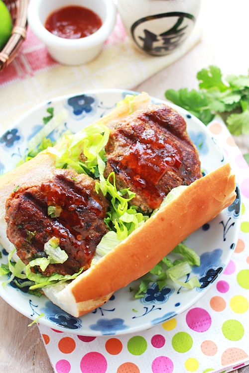 Delicious homemade Thai lemongrass beef banh mi