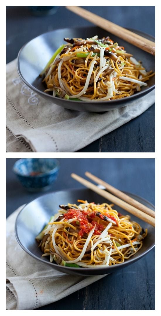 Vegetable chow mein – vegan friendly, easy, healthy, quick, and dinner is ready in 15 minutes. Learn this simple recipe at rasamalaysia.com | rasamalaysia.com