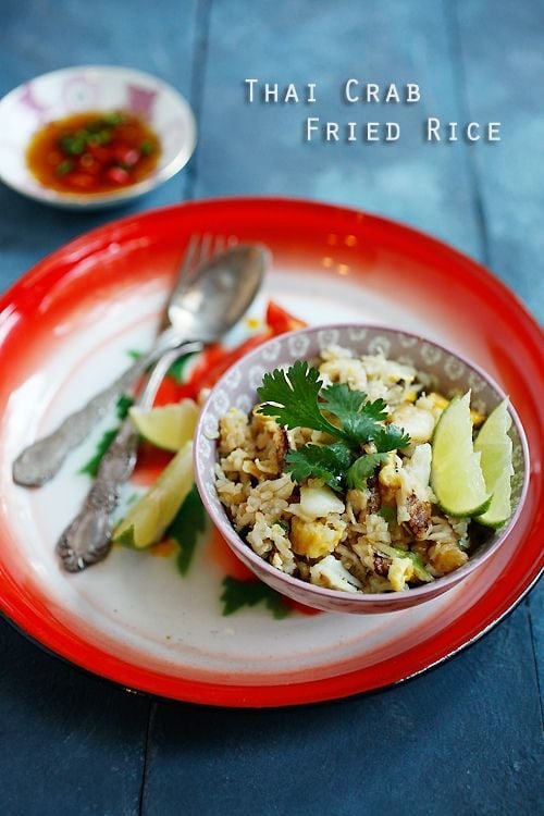 Thai Crab Fried Rice – Crab fried rice is a tasty Thai-style fried rice dish with rice, eggs, and crab meat. Easy crab fried rice recipe that anyone can make at home. | rasamalaysia.com